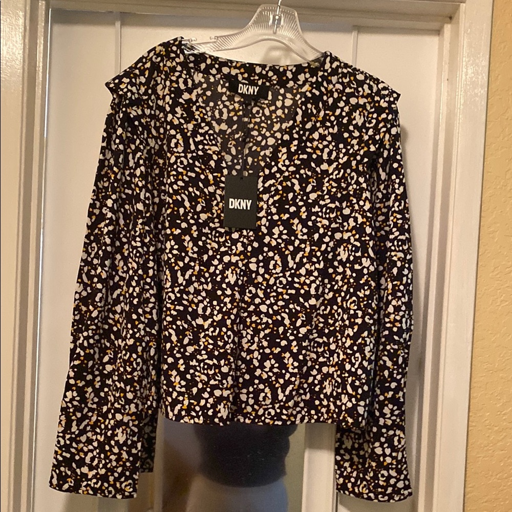 DKNY Women's Black Floral Top